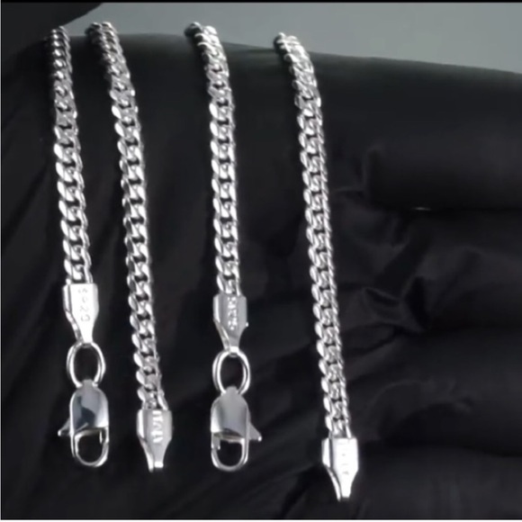 New Gold Cuban Chain Necklace Diamond Cut Curb Chain Link 925 22” Necklace - Picture 10 of 15